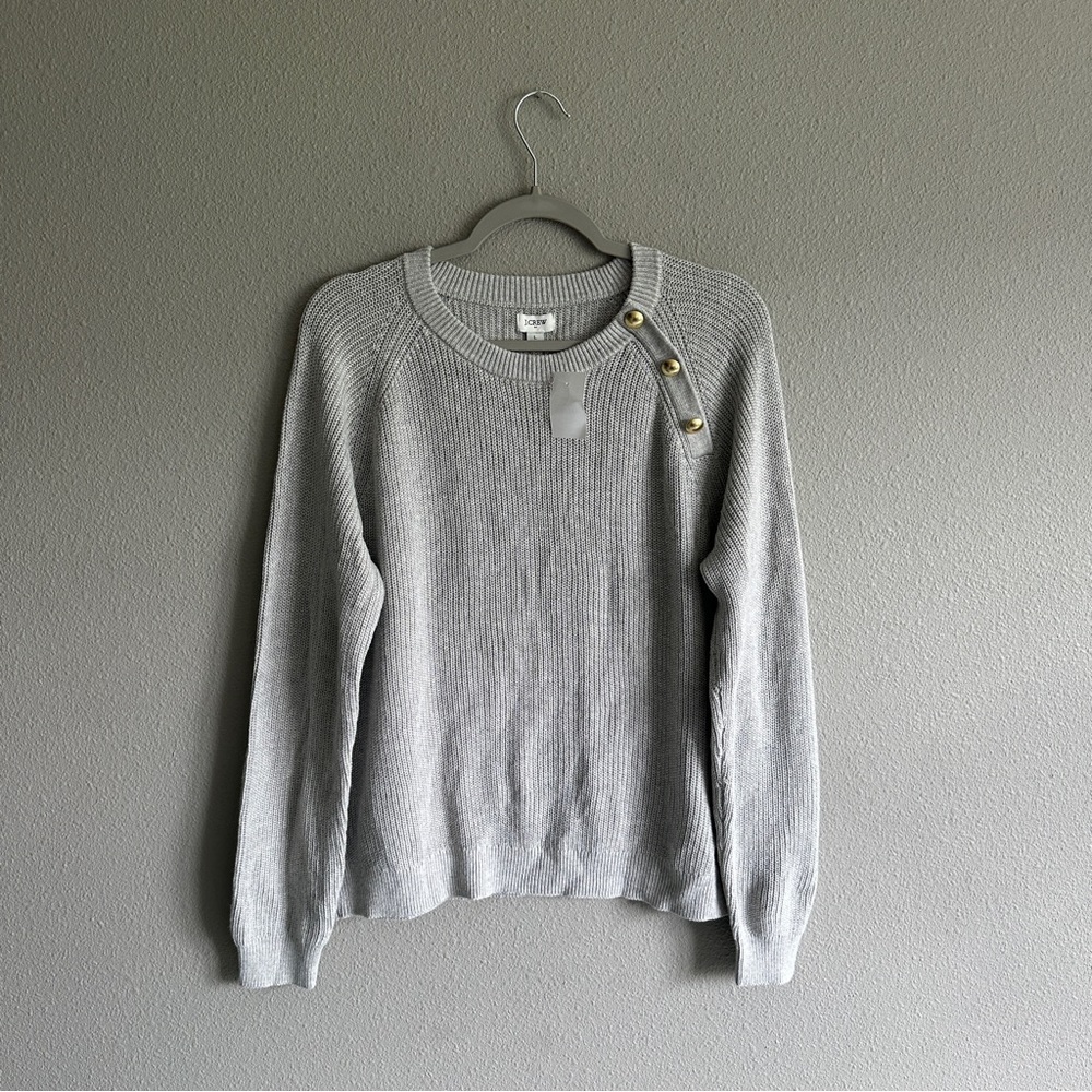 NWT J. Crew Light Gray Knit Crew Neck Sweater Large